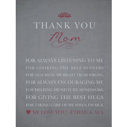 Personalized Thank You Mom Wall Canvas