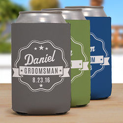 Groomsmen's Personalized Name and Date Koozie