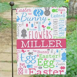 Personalized Easter Word-Art Garden Flag