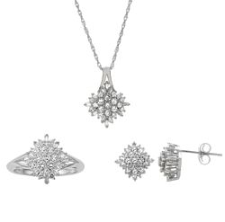 Lab-Created White Sapphire Pendant, Earrings, and Ring in Silver