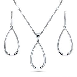 Sterling Silver Teardrop Necklace and Earrings Set