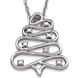 Sterling Silver Diamond Christmas Tree Necklace