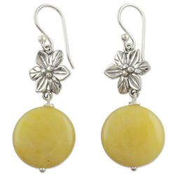 Yellow Jasmine Agate Dangle Earrings