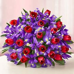 Valentine's Day Deluxe Hugs & Kisses Tulip and Iris Bouquet