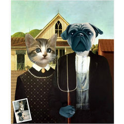 American Gothic Print Custom Caricature from Photos