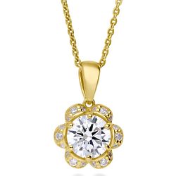 Yellow Gold-Plated Flower Fashion Pendant