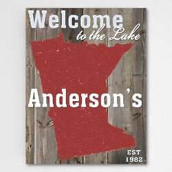 Welcome to the Lake House Personalized State Canvas Art Print