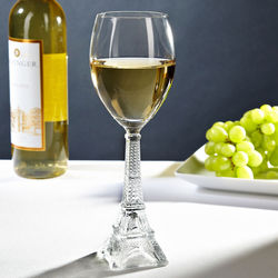 Engravable Eiffel Tower White Wine Glass