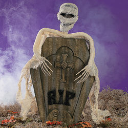 RIP Tombstone with Skeleton