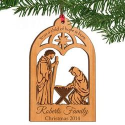 A Child of Hope is Born Personalized Wood Christmas Ornament