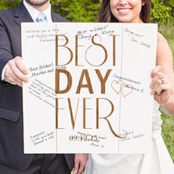Personalized Best Day Ever Wood Art Sign Style Guest Book