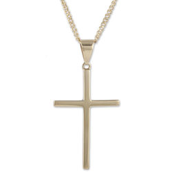 Faith in God Gold Plated Silver Cross Pendant Necklace