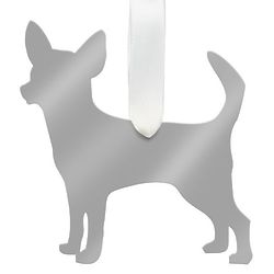 Personalized Chihuahua Christmas Ornament in Silver Acrylic