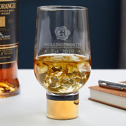 Wax Seal Personalized Whiskey Glass with Gold Stem