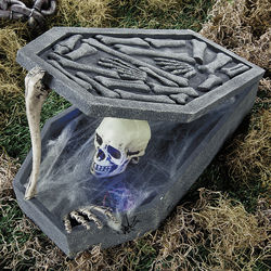 LED Skull In Coffin Halloween Decoration