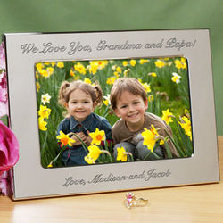 Engraved Custom Message Silver Picture Frame