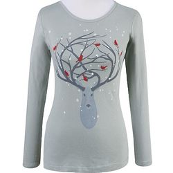 Deer and Cardinals Women's Long Sleeve T-Shirt