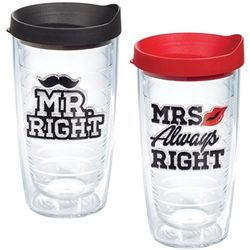 Mr. Right and Mrs. Always Right 16-Ounce Tumbler with Lid Set