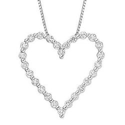 Diamond Heart Pendant in 10K White Gold