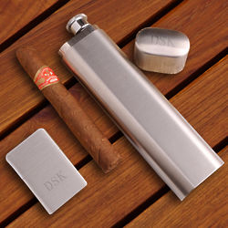 Flask and Case with Brushed Lighter