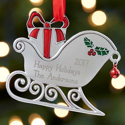 Personalized Metal Santa's Sleigh Ornaments