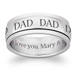 Stainless Steel Dad Engraved Message Polished Spinner Band