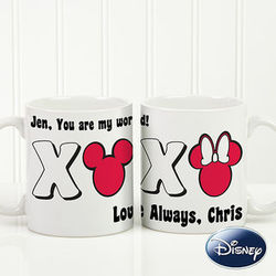 Personalized XOXO Mickey and Minnie Mouse Coffee Mug