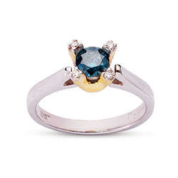 0.55 Ct Two-Tone Blue Diamond Ring