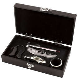 5 Piece Executive Wine Set in Personalized Leather Box