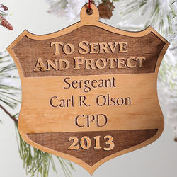 To Serve and Protect Engraved Police Ornament