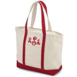 Personalized Medium Red Canvas Boat Tote