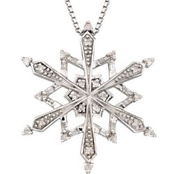 Diamond Winter Snowflake Pendant in Sterling Silver