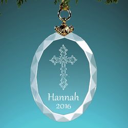 Holy Cross Personalized Crystal Christmas Ornament
