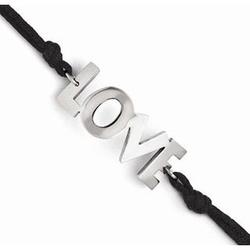 'Love' Metal Bracelet with Black Cord