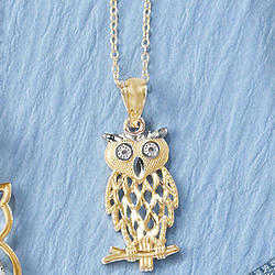 14 Karat Gold-Plated Owl Pendant