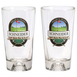 2 Personalized 19th Hole Golf Ball Mixer Glasses