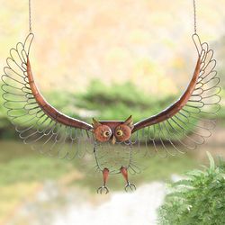 Flying Antique Metal Owl Wall Art