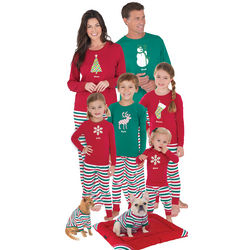 Red and Green Holiday Stripe Matching Pajamas for the Family