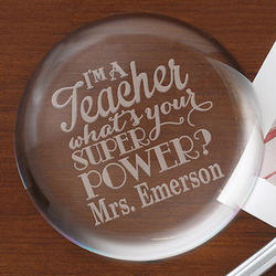 Teacher Super Power Personalized Crystal Paperweight