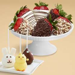 3 Easter Brownie Pops & 6 Chocolate Chip Covered Srawberries