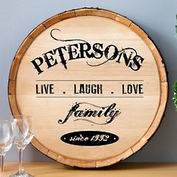 Live Laugh Love Personalized Wine Barrel Sign