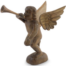 Angelic Trumpeteer Wood Statuette