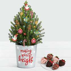 Santa's Workshop Tree with 6 Dipped Christmas Strawberries