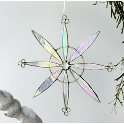 Snowflake Pinwheel Stained Glass Suncatcher