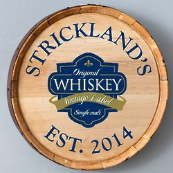 Single Malt Personalized Whiskey Barrel Sign