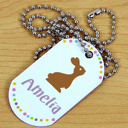 Personalized Chocolate Bunny Dog Tag