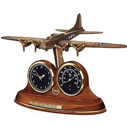 B-17 Flying Fortress 80th Anniversary Bronze Thermometer & Clock