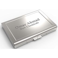 Polished Steel Business Card Case with Engraved Personalization