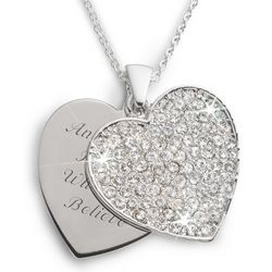 Engravable Pave Crystal Heart Necklace