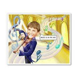 Violin Player Personalized Caricature Print